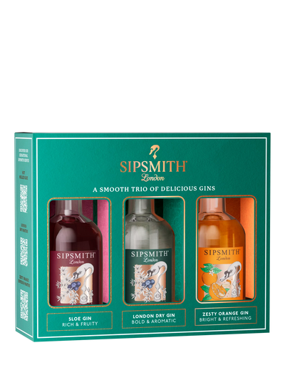 John Lewis Sipsmith Mini Gin Trio with London Dry, Zesty Orange and Lemon Drizzle 3x 5cl- Buy online at McGrocer