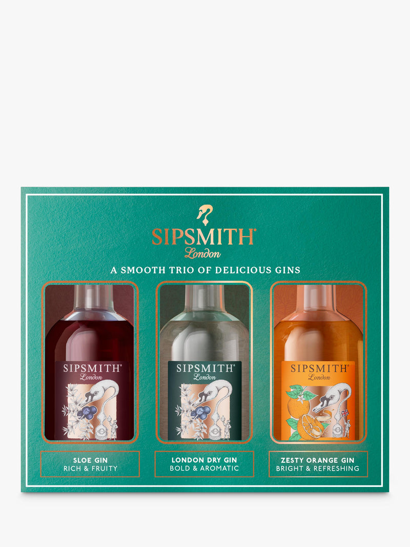 Sipsmith Mini Gin Trio with London Dry, Zesty Orange and Lemon Drizzle 3x 5cl (British brand)
