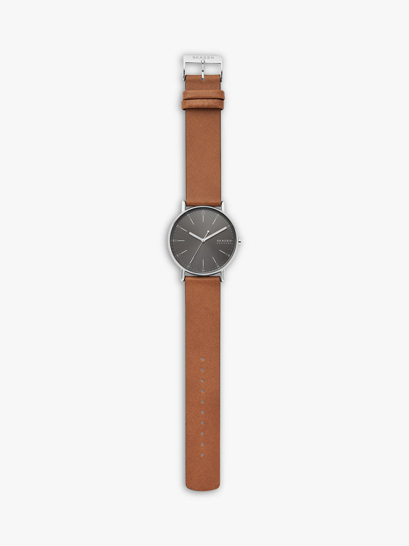 Skagen Signatur men's leather strap watch 40mm, imported from the UK