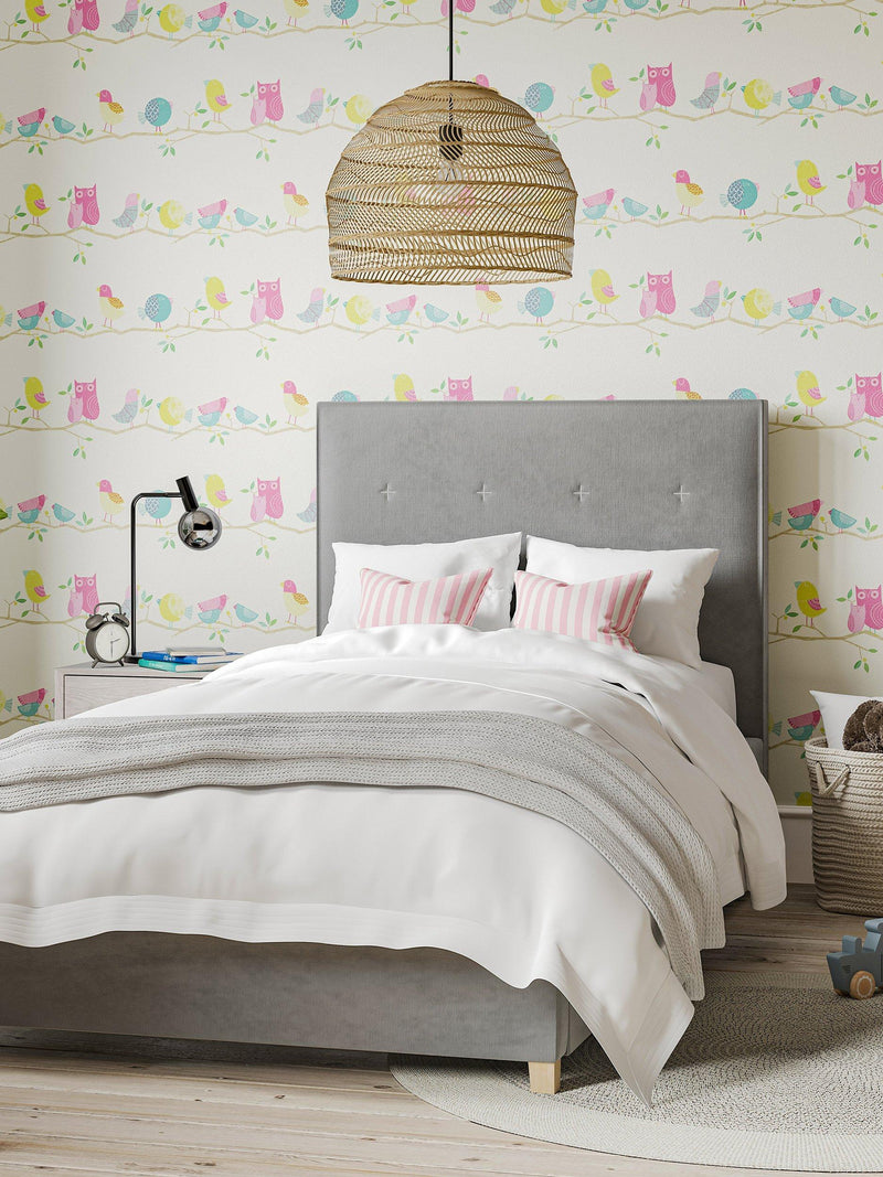 Harlequin woodland owl design wallpaper, UK version