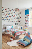 Harlequin motor-inspired wallpaper with vehicle design, UK version