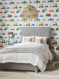 Harlequin motor-inspired wallpaper with vehicle design, UK version