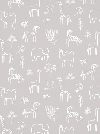 Papier peint Funky Jungle avec animaux africains peints à la main pour salles de jeux