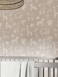 Harlequin funky jungle wallpaper with African animals, UK version