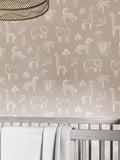 Harlequin funky jungle wallpaper with African animals, UK version