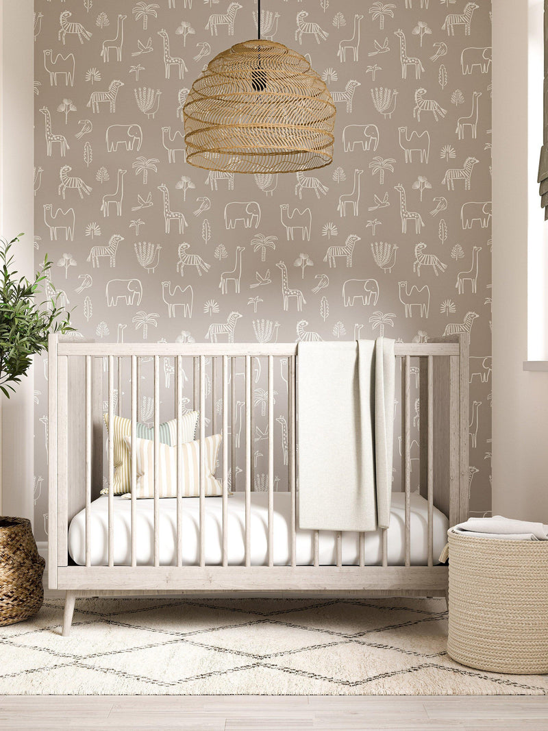 Harlequin funky jungle wallpaper with African animals, UK version