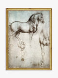 Brookpace Lascelles framed Da Vinci horse print natural gold 21x16cm (British brand)