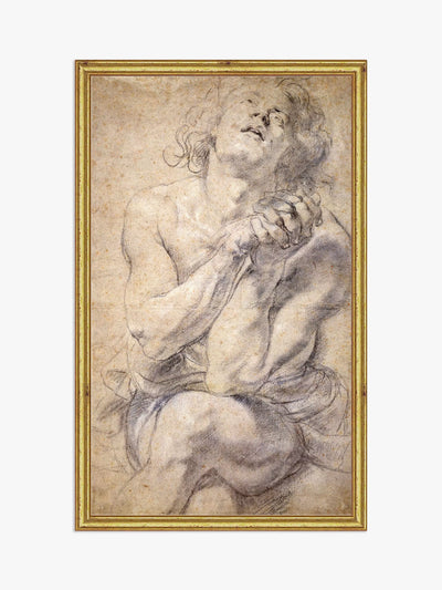 John Lewis Brookpace Lascelles Peter Paul Rubens Seated Male Wood Framed Print, 26 x 16cm, Natural/Gold- Buy online at McGrocer