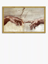 John Lewis Brookpace Lascelles Michelangelo 'Creation of Adam' Wood Framed Print, Brown/Gold, 15 x 36cm- Buy online at McGrocer