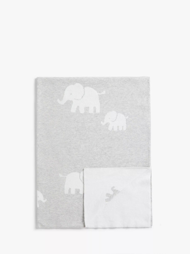 John Lewis Safari Elephant cotton baby blanket 100x75cm (British brand)