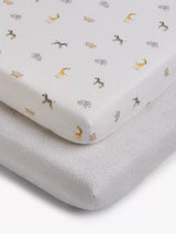 John Lewis Fitted Cotbed Sheet Set with Animal Print, Cotton, 70 x 140cm, Pack of 2- Buy online at McGrocer