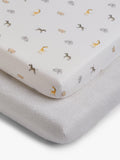 John Lewis fitted cotbed sheet set with animal print, 70x140cm, pack of 2, UK version