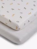 John Lewis fitted cotbed sheet set with animal print, 70x140cm, pack of 2, UK version