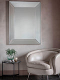 Gallery Direct Ferrara silver bevelled glass wall mirror 121x90.5cm, imported from the UK