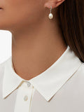 E.W Adams white gold diamond pearl hoop earrings (British brand)