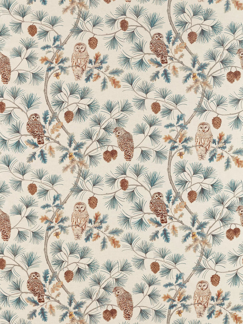 Sanderson Owlswick furnishing fabric with snowy owl design - British product