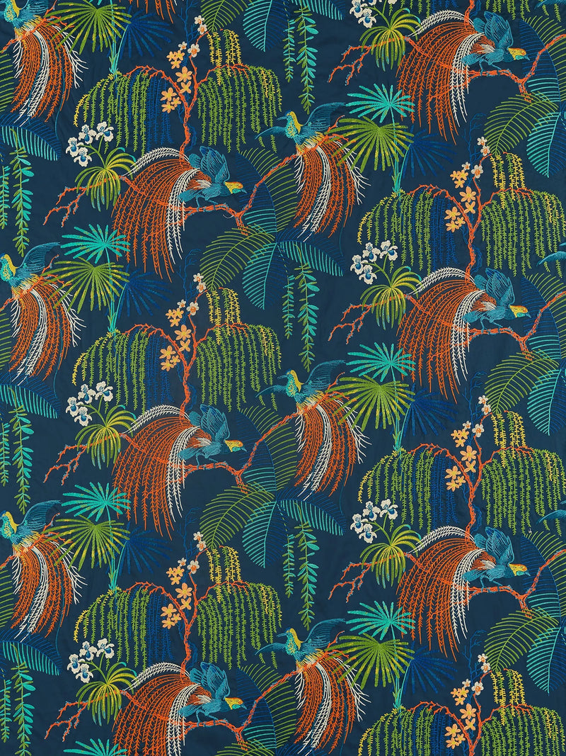 Sanderson Rainforest embroidered furnishing fabric, UK version