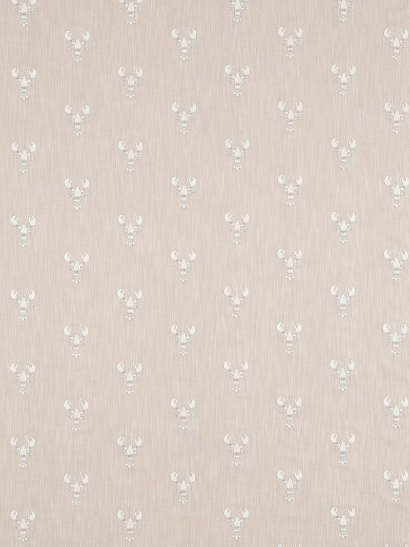 Sanderson Cromer furnishing fabric with lobster embroidery, UK version