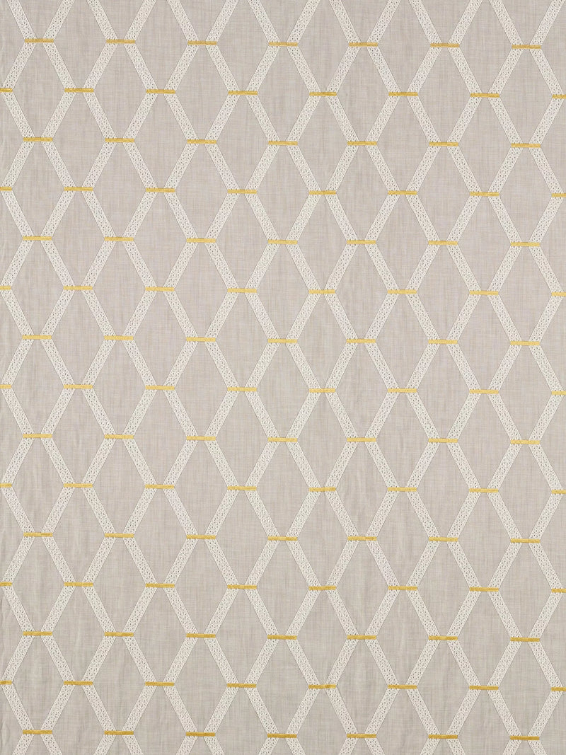 Sanderson Hemsby furnishing fabric geometric trellis design, imported from the UK