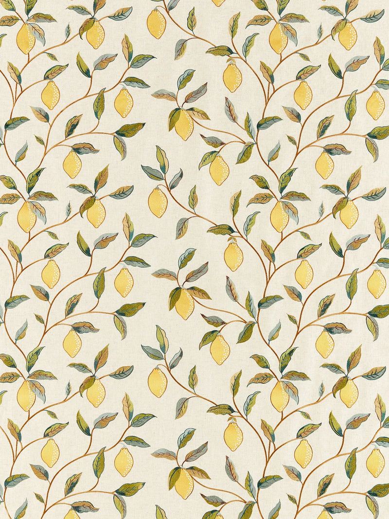 Morris & Co. embroidered furnishing fabric lemon tree design (British brand)