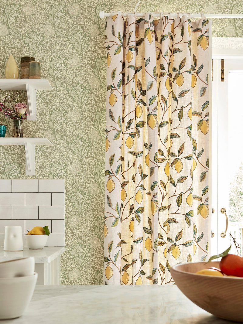 Morris & Co. embroidered furnishing fabric lemon tree design (British brand)