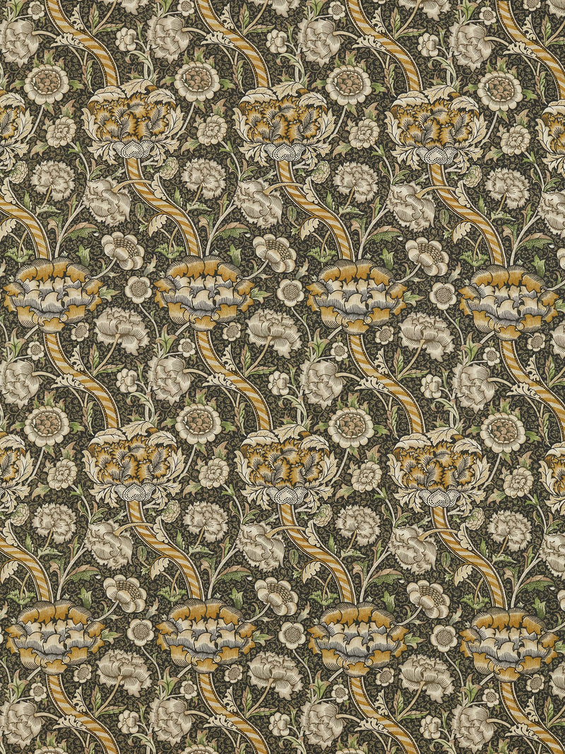 Morris & Co. furnishing fabric charcoal mustard 140cm width (British brand)