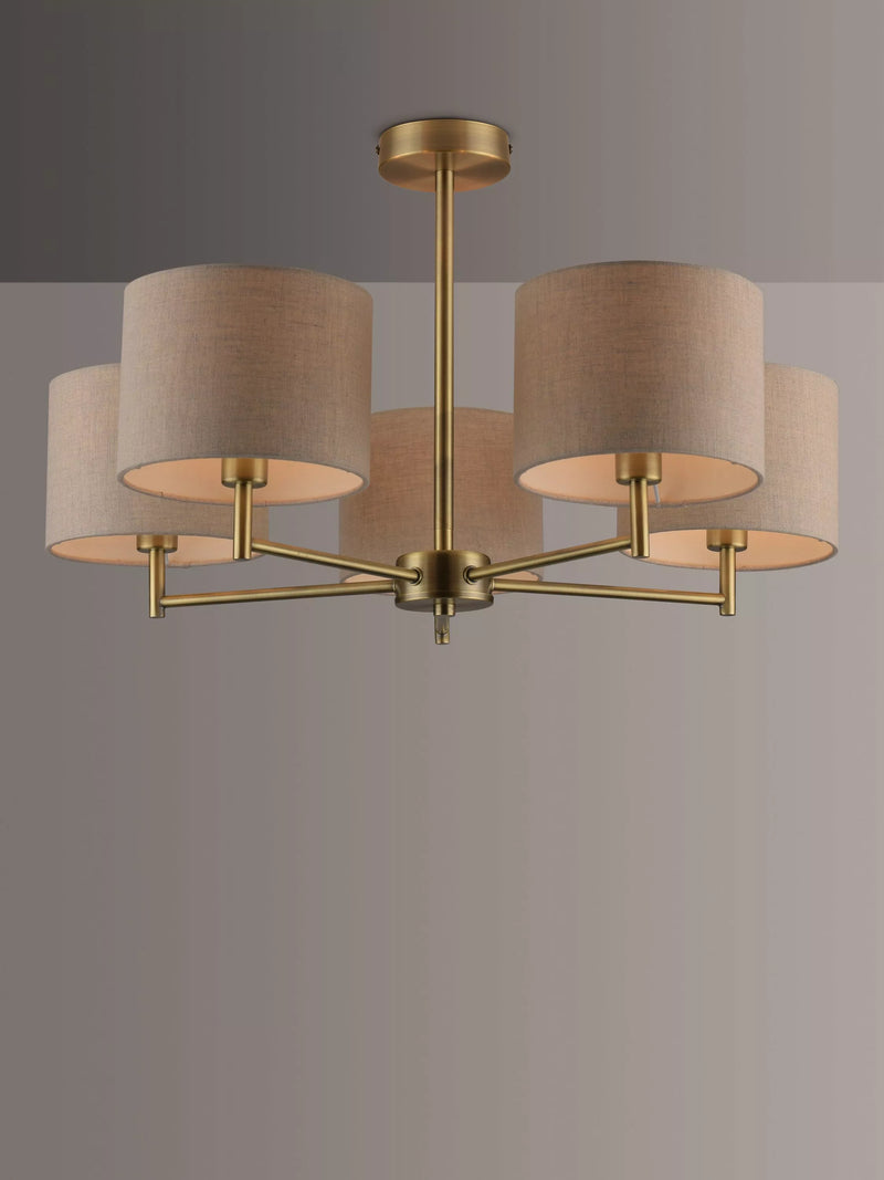John Lewis Blakely ceiling light with linen shades, imported from the UK