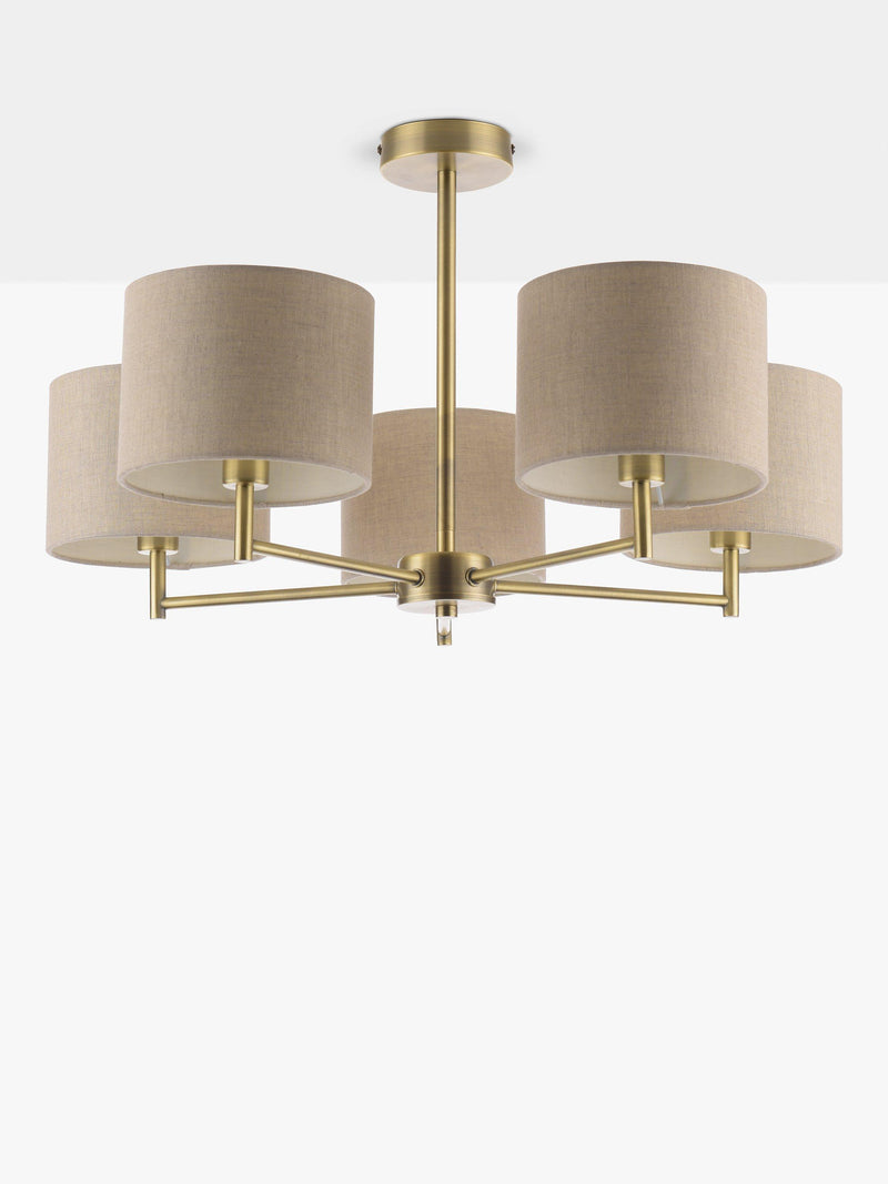 John Lewis Blakely ceiling light with linen shades, imported from the UK