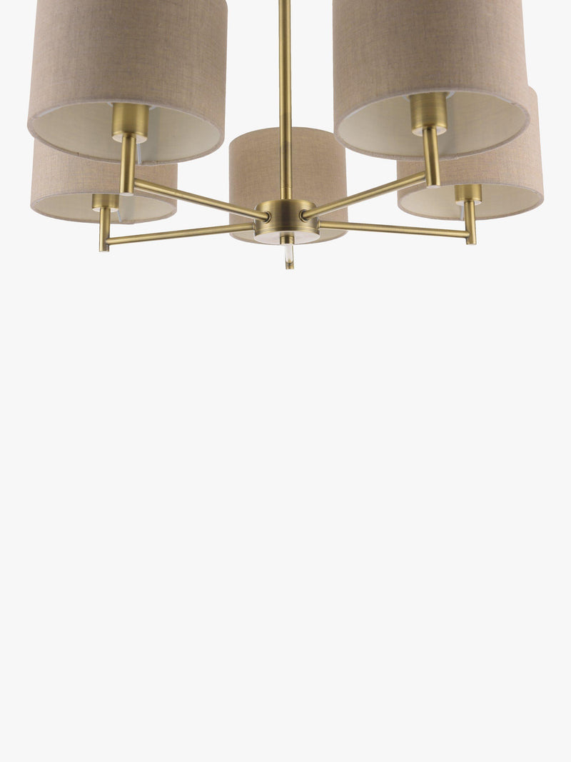 John Lewis Blakely ceiling light with linen shades, imported from the UK
