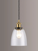 John Lewis John Lewis Glass Ceiling Light, Clear/Brass, 14cm- Buy online at McGrocer