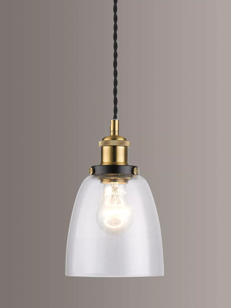 John Lewis ceiling light clear brass H14x14cm, imported from the UK