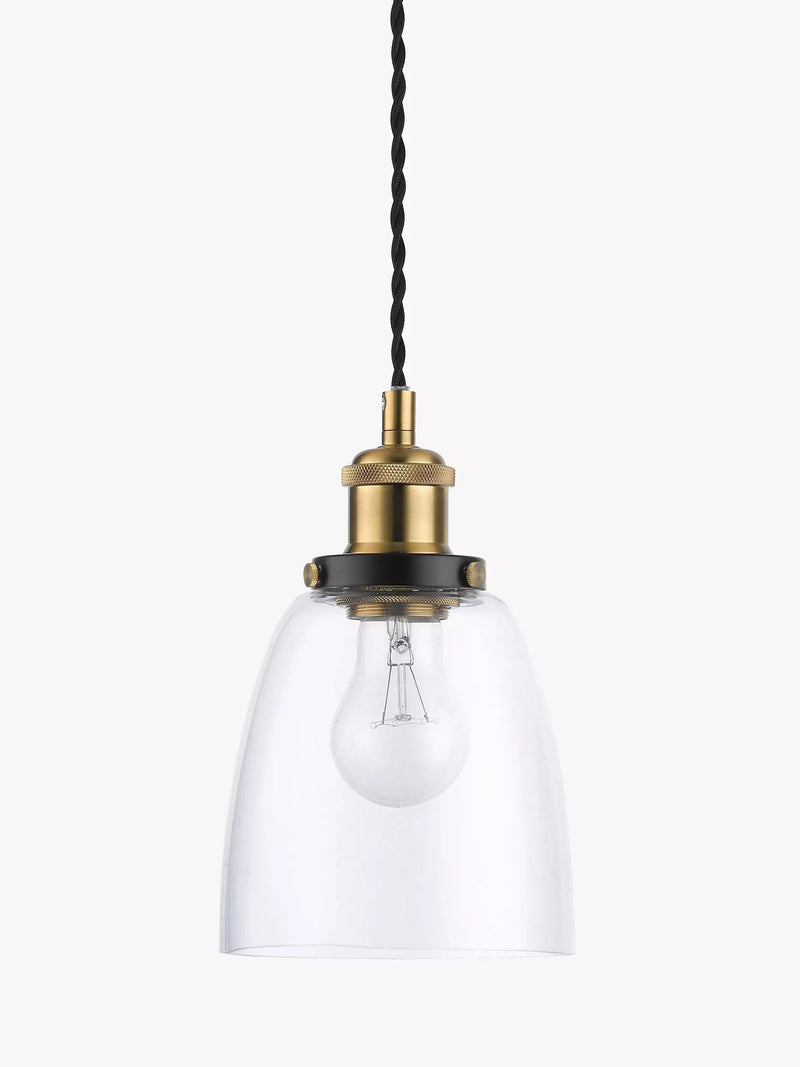 John Lewis ceiling light clear brass H14x14cm, imported from the UK