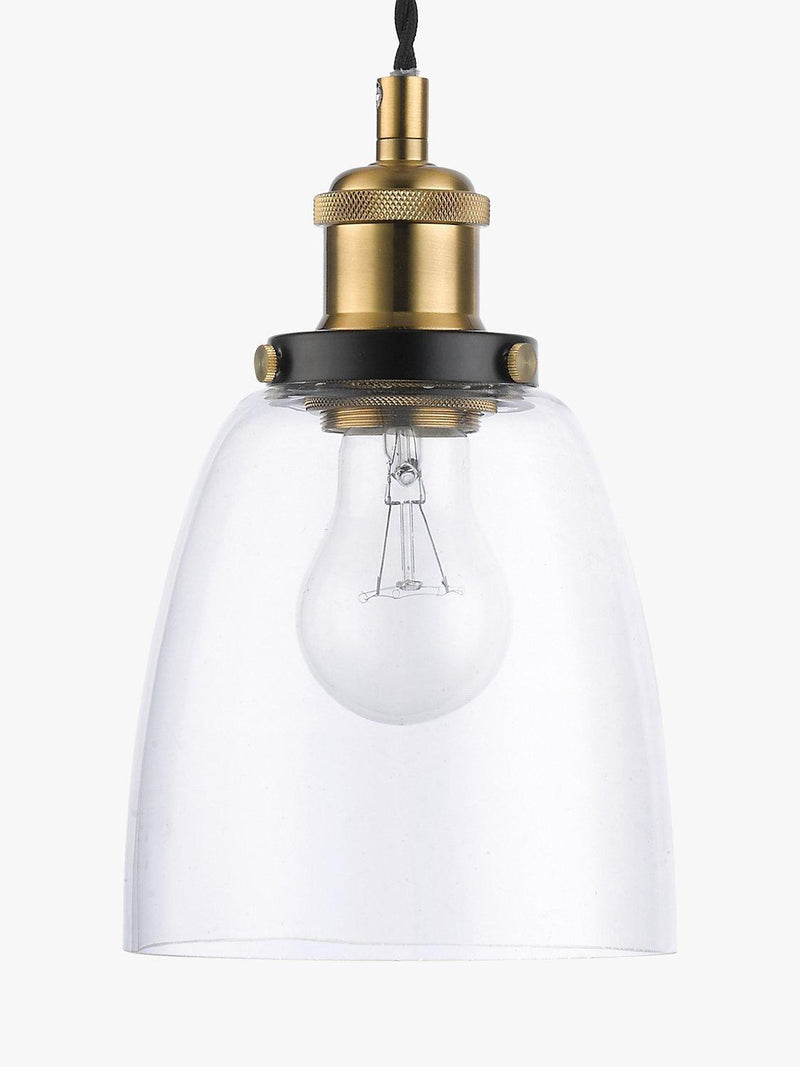 John Lewis ceiling light clear brass H14x14cm, imported from the UK