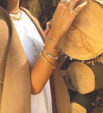 Monica Vinader Fiji Bud Open Cuff Gold, imported from the UK
