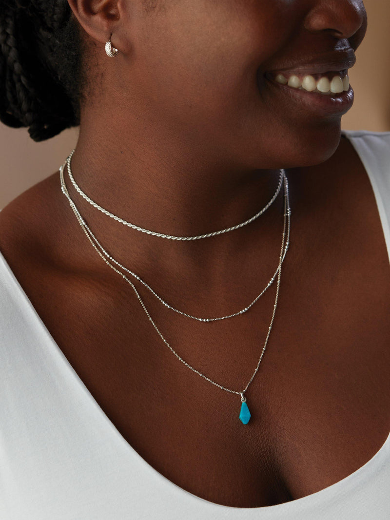 Monica Vinader beaded chain necklace in sterling silver 70cm - British product
