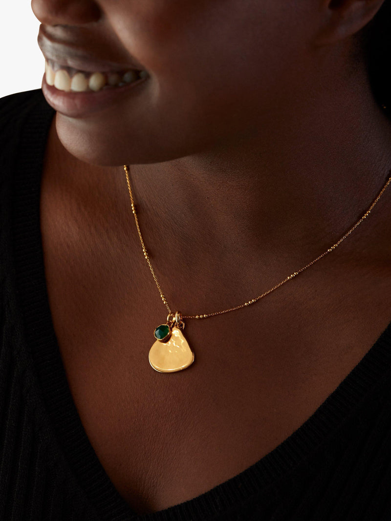 Monica Vinader Siren Bezel onyx pendant sterling silver gold - British product