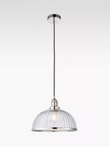 John Lewis Bay Lighting Carter Large Glass Ceiling Light, Clear/Nickel- Buy online at McGrocer