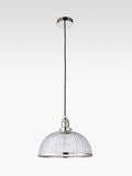 Bay Lighting pendant ceiling light clear glass nickel trim - British product