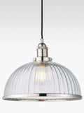 Bay Lighting pendant ceiling light clear glass nickel trim - British product