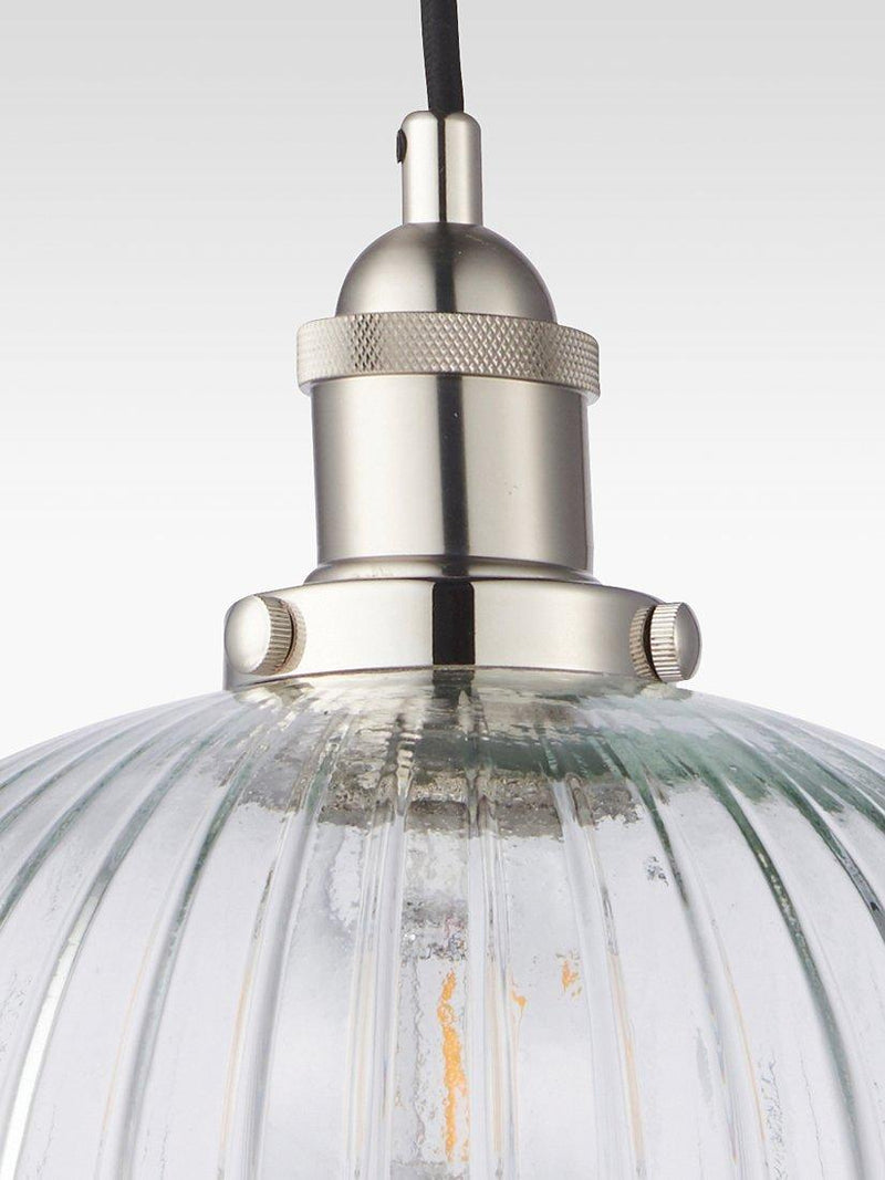 Bay Lighting pendant ceiling light clear glass nickel trim - British product