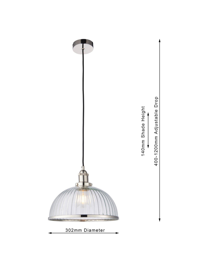 Bay Lighting pendant ceiling light clear glass nickel trim - British product