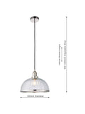 Bay Lighting pendant ceiling light clear glass nickel trim - British product