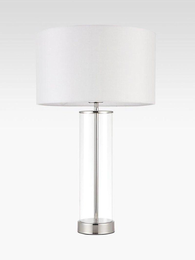 Bay Lighting Grace touch table lamp glass base fabric shade 57cm, imported from the UK
