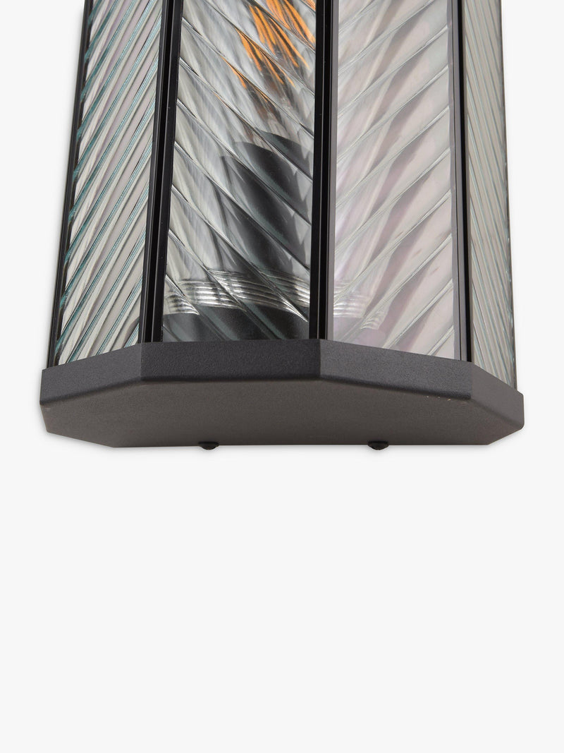 John Lewis herringbone glass outdoor wall light clear black, imported from the UK