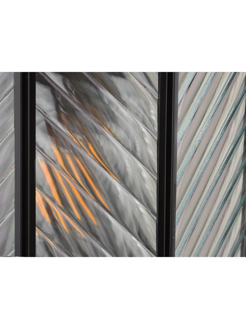 John Lewis herringbone glass outdoor wall light clear black, imported from the UK