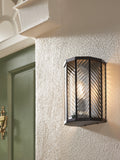 John Lewis herringbone glass outdoor wall light clear black, imported from the UK