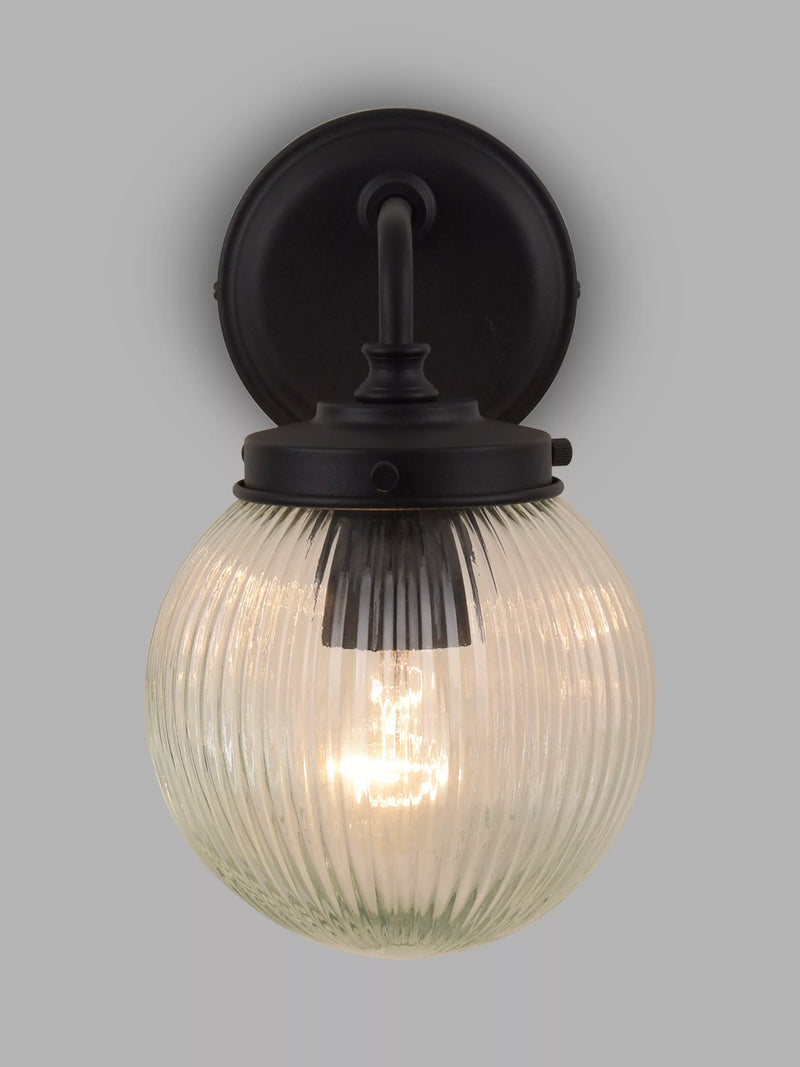 John Lewis vintage globe outdoor wall light clear black, imported from the UK