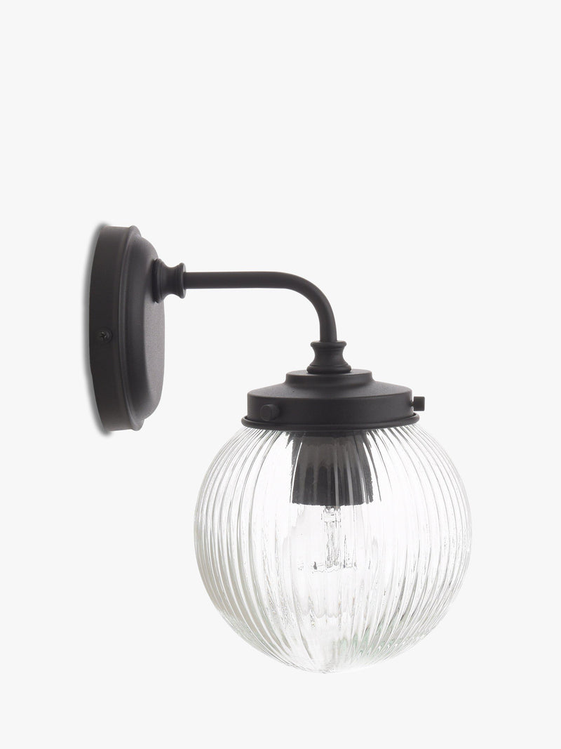 John Lewis vintage globe outdoor wall light clear black, imported from the UK