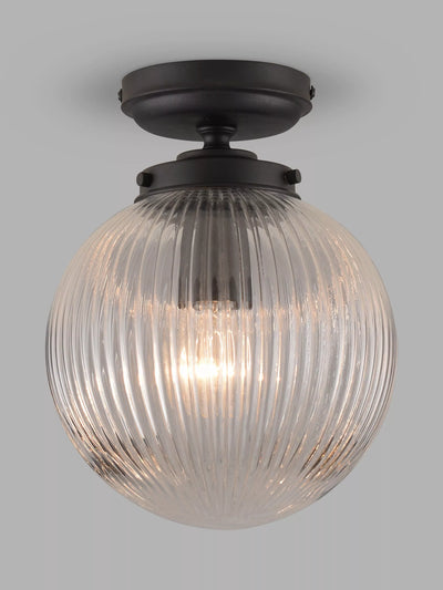 John Lewis John Lewis Vintage Globe Flush Outdoor Light, Clear/Black- Buy online at McGrocer