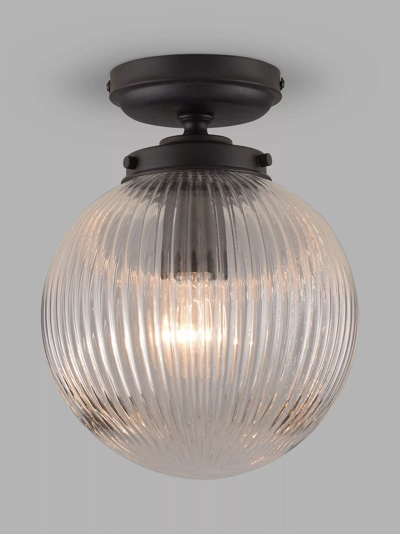 John Lewis vintage globe flush outdoor light in clear and black (British brand)